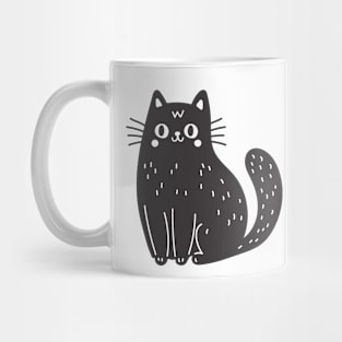 Linocut Style Black Cat Mug